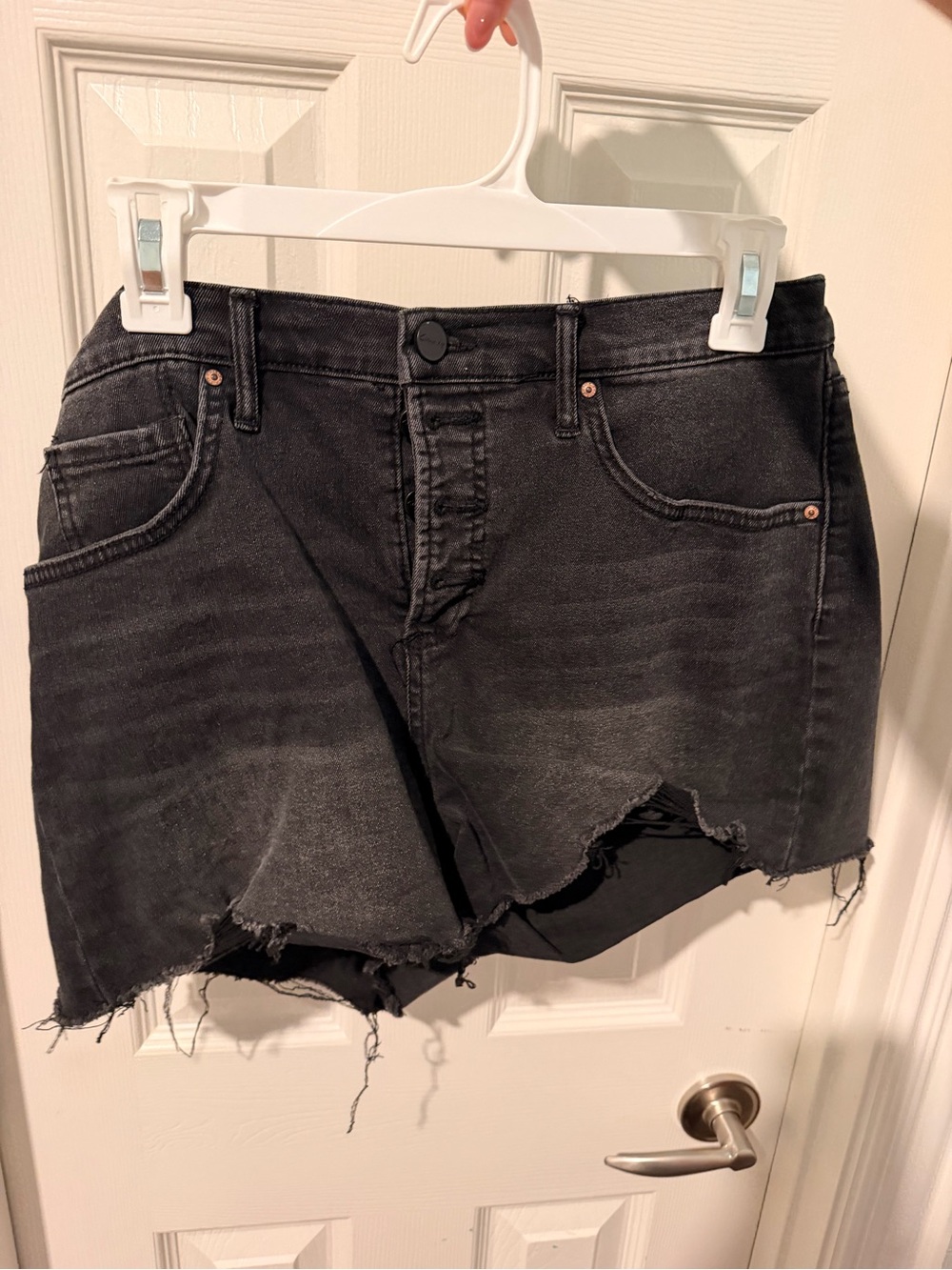 Black Distressed Denim Jean Shorts